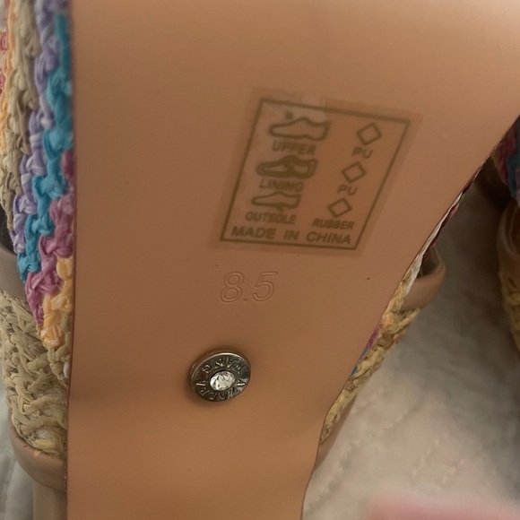 New Azalea Wang Flavia Multi Raffia Platform Sandal Heels size 8.5 - Picture 13 of 15